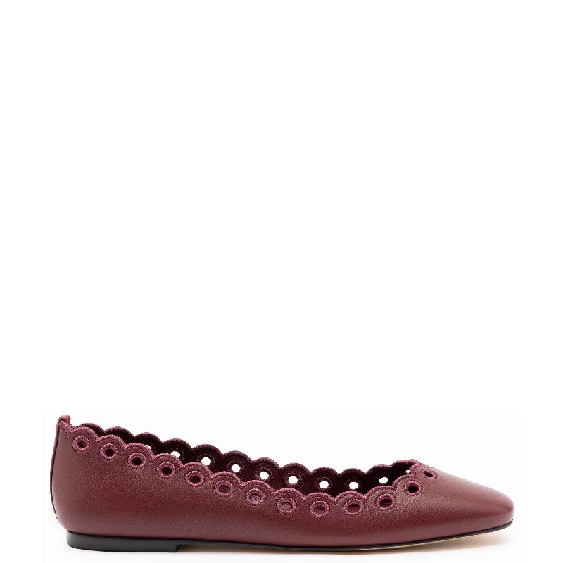 Breathable Hiking Boots Meghan Broderie Flat In Burgundy Leather