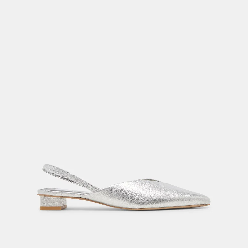 Fashionable Summer Shoes BYANCA FLATS SILVER DISTRESSED LEATHER