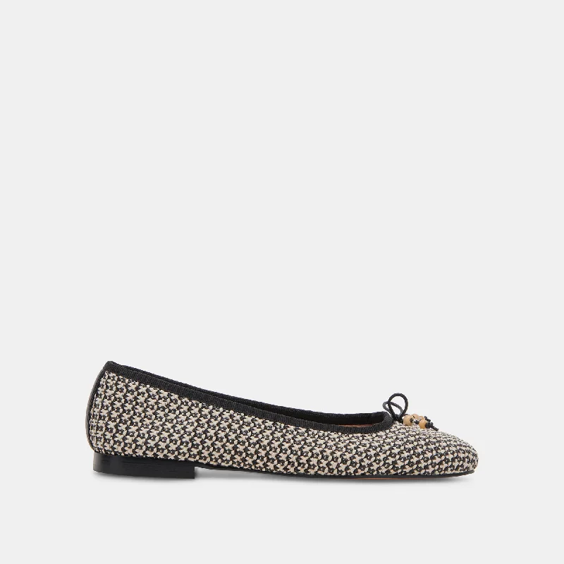 Outdoor Running Shoes CACY BALLET FLATS WHITE BLACK RAFFIA