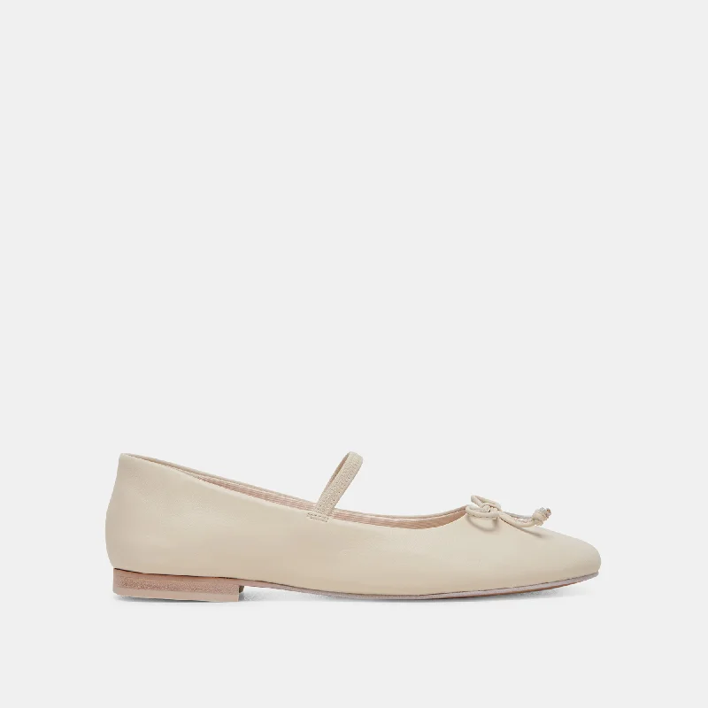 Comfortable Walking Sandals CARIN BALLET FLATS IVORY LEATHER