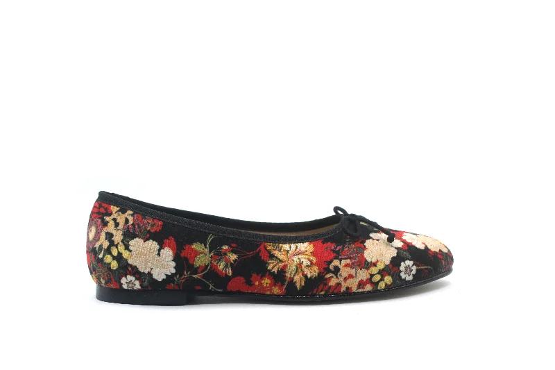 Sporty Casual Sneakers Valencia Black Floral Ballet Flat