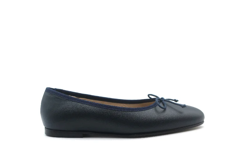 Luxury Sandals For Sale Valencia Navy Leather Ballet Flat