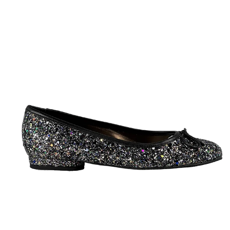 Elegant Casual Footwear 'Colince' vegan ballet flat by Zette Shoes - silver glitter