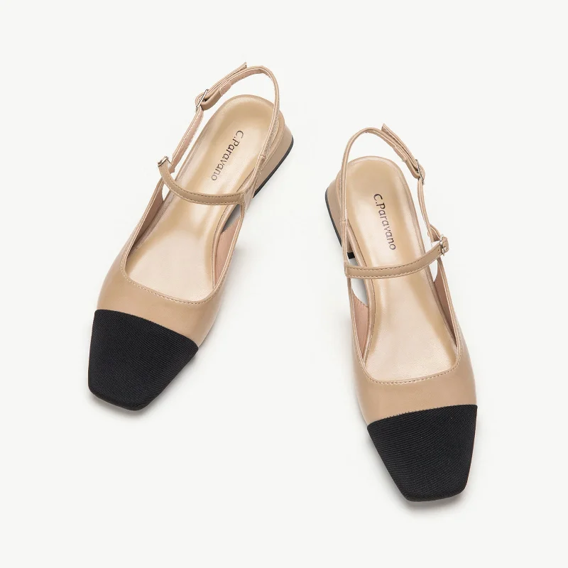 Designer Hiking Boots Square-Toe Slingback Flats (Felicia)