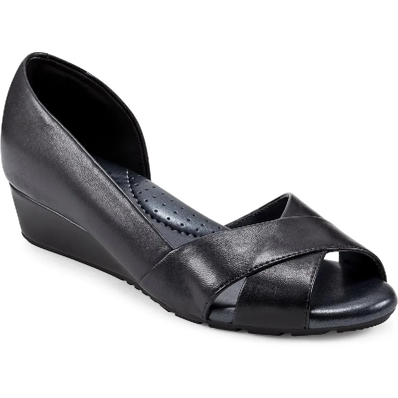 Warm Winter Boots Easy Spirit Womens BERNIE Leather Crisscross Straps Wedge Heels