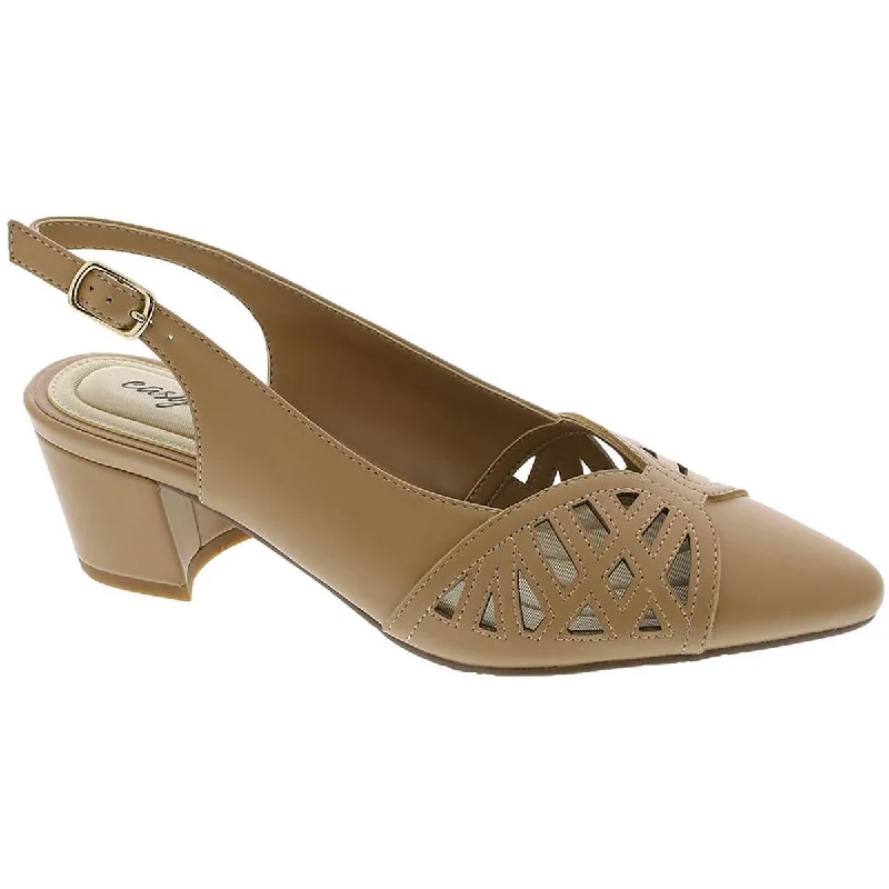 Classic Oxford Shoes Easy Street Womens Bizzy Faux Leather Block Heel Slingback Heels