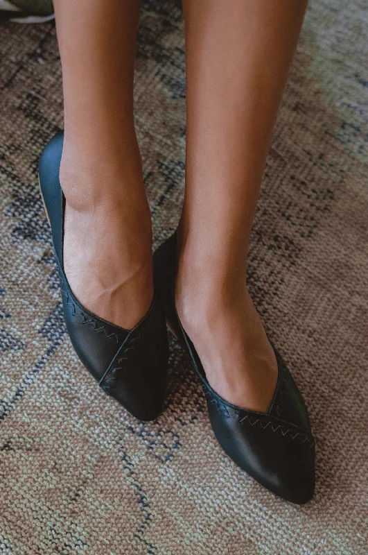 Waterproof Snow Boots Elle Pointy Toe Leather Ballet Flats