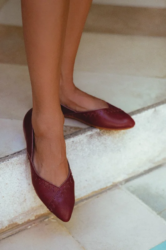 Best Formal Shoes Online Elle Pointy Toe Leather Ballet Flats