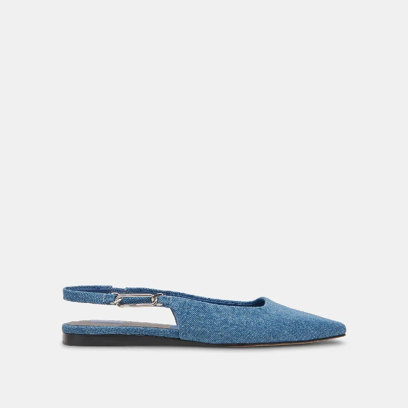 Trendy Lace-Up Shoes ELLEY FLATS BLUE DENIM
