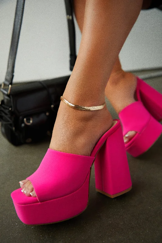 Casual Hiking Sandals Emily Platform Block Heel Mules - Pink