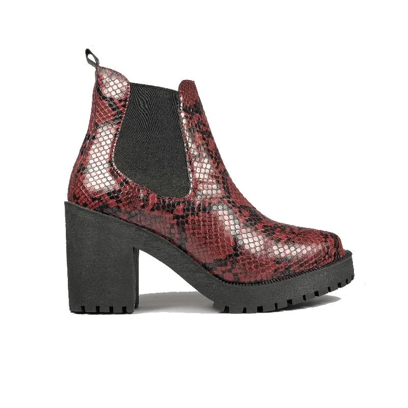 Classic Hiking Footwear 'Evie' Boots by Zette Shoes - Burgundy Snakeskin