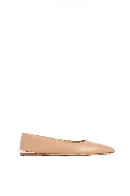 Fleur Ballerina Flat Shoe in Nude Nappa Leather