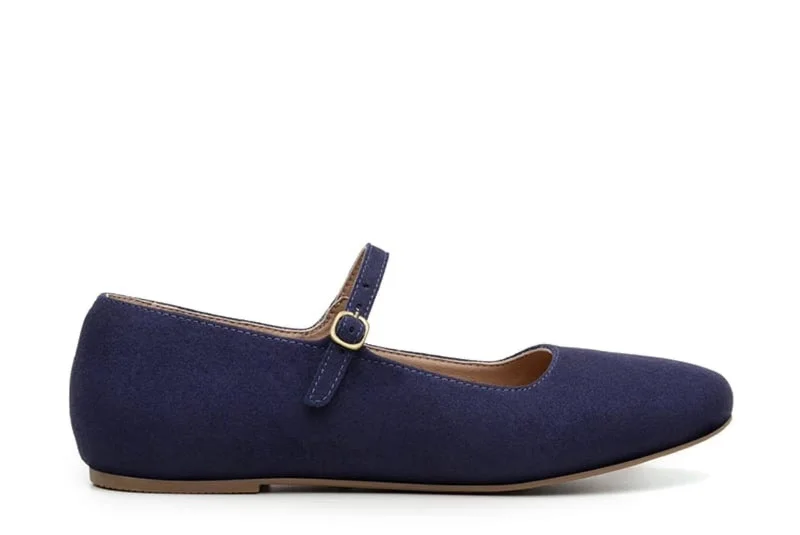 Stylish Boots For Sale 'Gabriella' Vegan-Suede Flats by Ahimsa - Navy