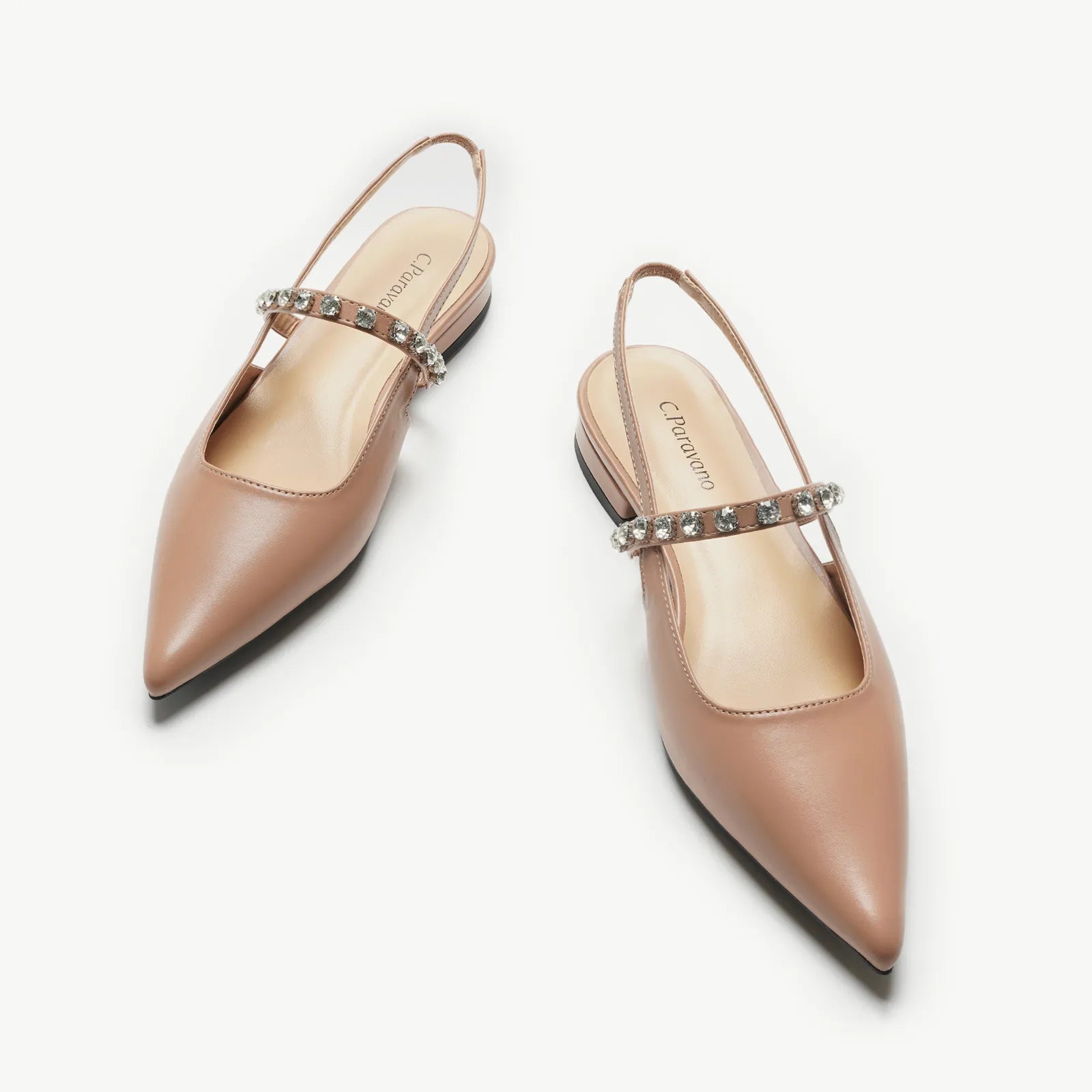 Cozy Winter Boots Crystal Strap Slingback Flats (Aida)
