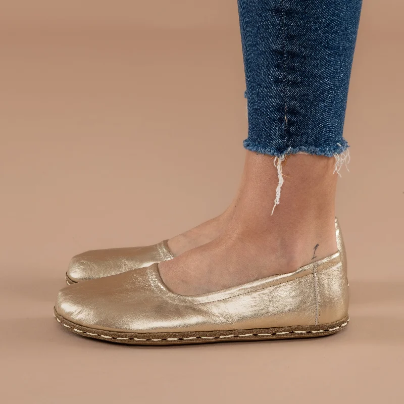 Fashionable Hiking Shoes Gold Barefoot Ballet Flats