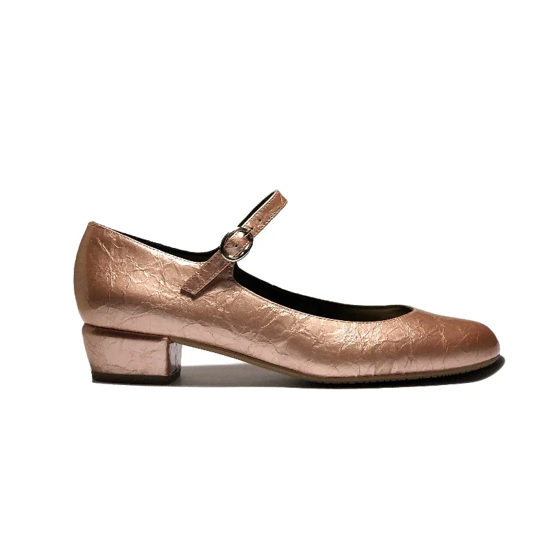 Designer Hiking Boots 'Gracie' Mary-Jane vegan leather low-heels by Zette Shoes - textured rose gold Designer Hiking Boots 'Gracie' Mary-Jane vegan leather low-heels by Zette Shoes - textured rose gold