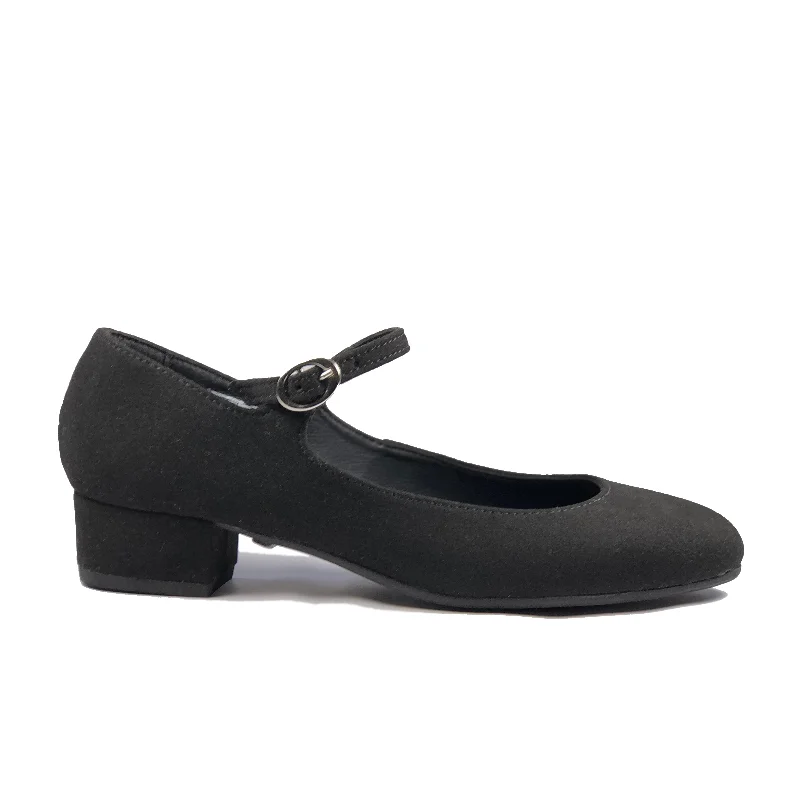 Best Dress Shoes 'Gracie' Mary-Jane vegan Low-Heels by Zette Shoes - Black Suede