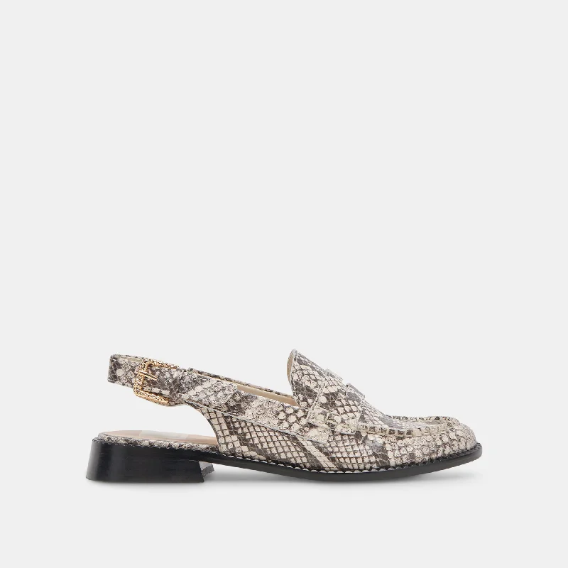 Stylish Sneakers For Hiking HARDI LOAFERS BLACK WHITE EMBOSSED SNAKE