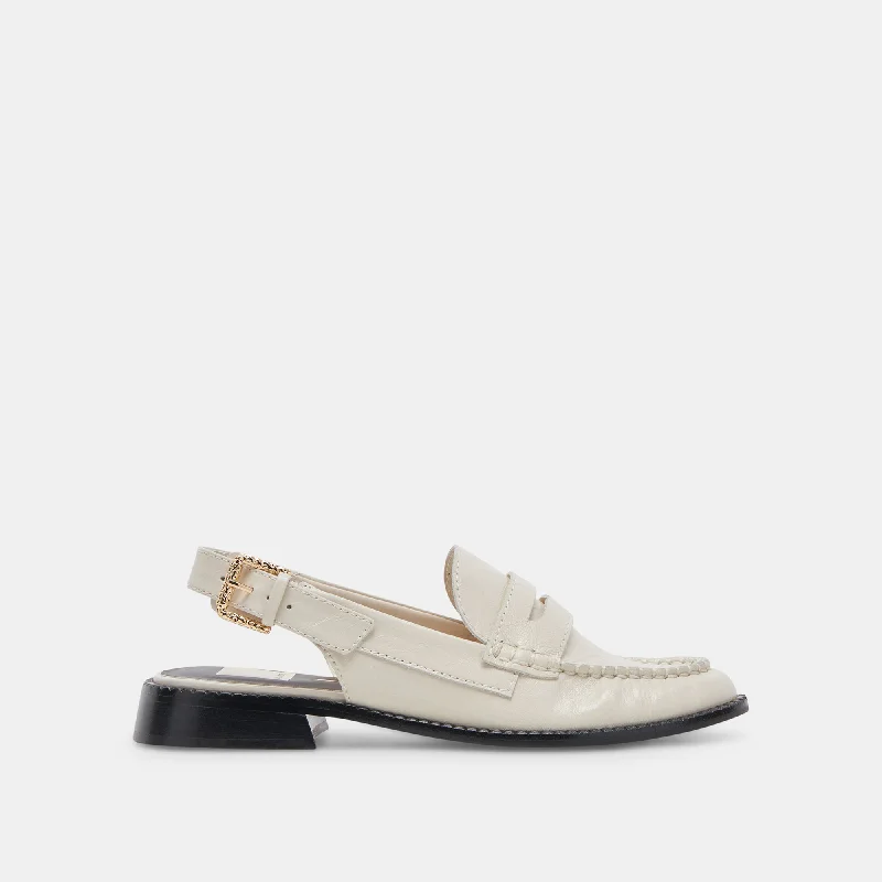 High Fashion Work Boots HARDI LOAFERS IVORY CRINKLE PATENT