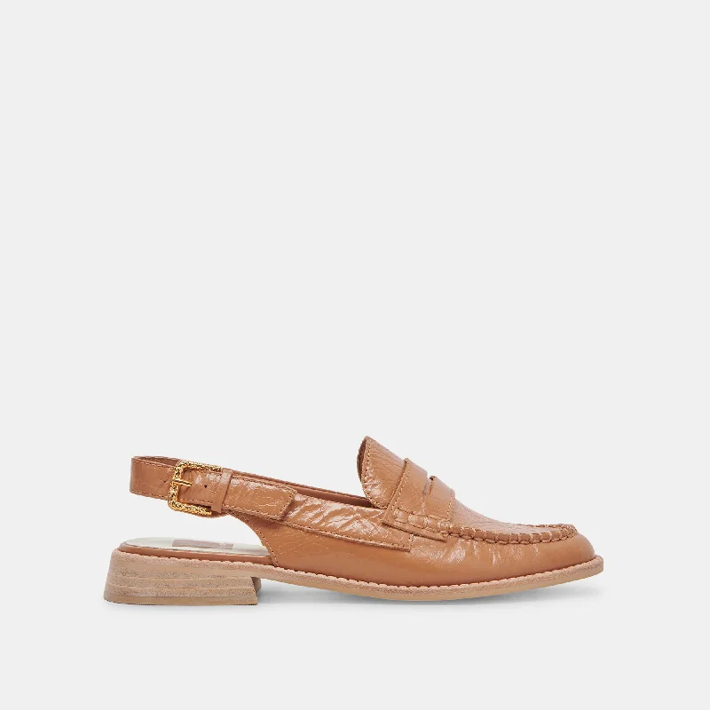Comfortable Athletic Shoes HARDI LOAFERS TAN CRINKLE PATENT
