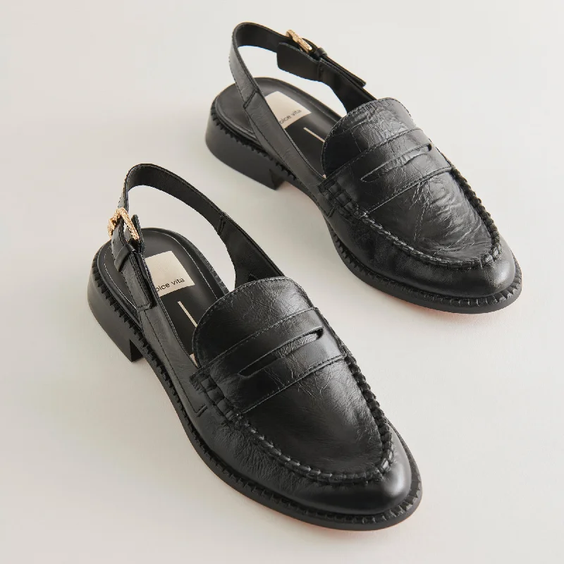 Comfortable Boots For Hiking HARDI WIDE LOAFERS MIDNIGHT CRINKLE PATENT