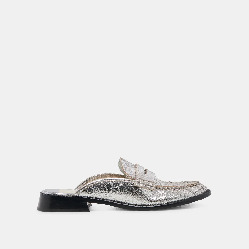 Comfortable Hiking Shoes HAVAN LOAFERS SILVER DISTRESSED LEATHER