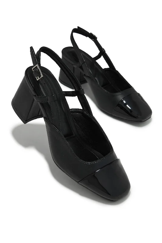 Formal Sports Shoes Irene Slingback Block Mid Heels - Black