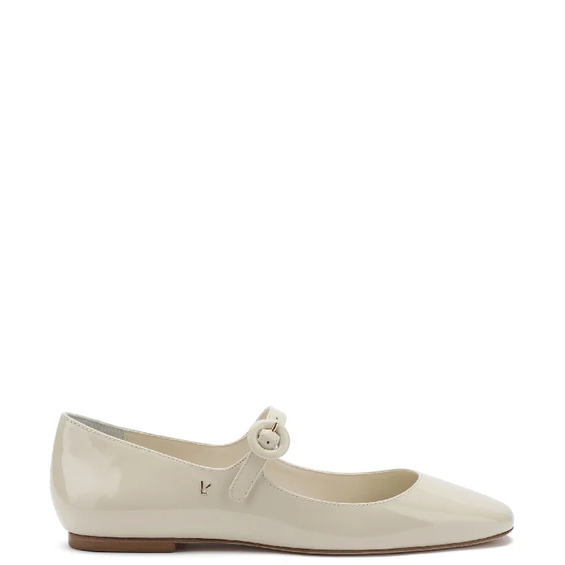 Warm Winter Boots Blair Ballet Flat In Ivory Patent Leather