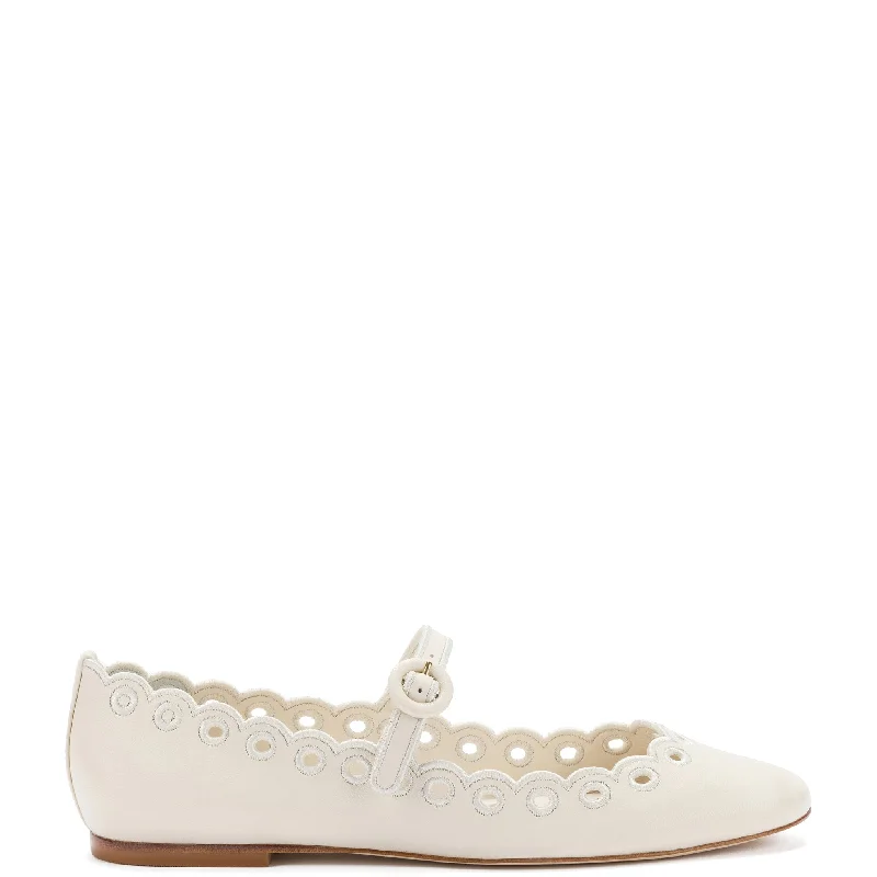Comfortable Athletic Shoes Blair Broderie Ballet Flat In Ivory Leather