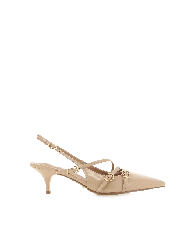 Comfortable Loafers For Work JEANI - BEIGE PATENT
