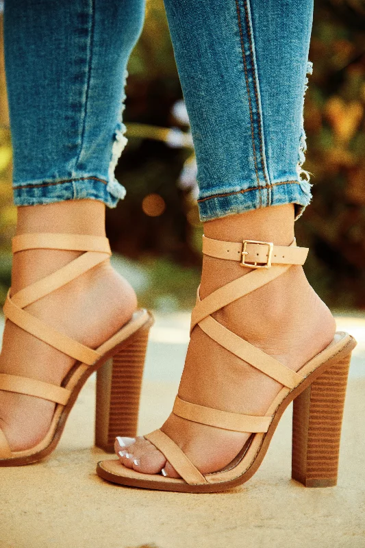 Casual Snow Shoes Jennie Strappy High Heels - Nude