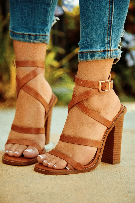 Cozy Indoor Slippers Jennie Strappy High Heels - Tan