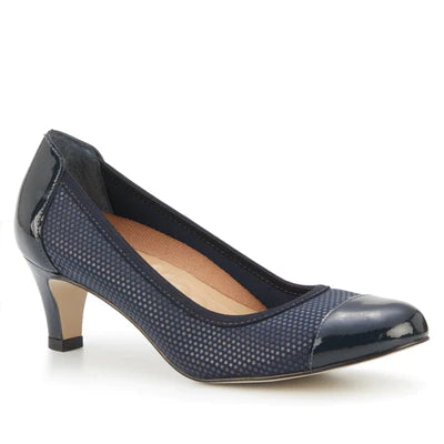 Leather Sneakers For Sale Joanna Pump: Navy Print Fabric and Patent Leather I Walking Cradle Leather Sneakers For Sale Joanna Pump: Navy Print Fabric and Patent Leather I Walking Cradle