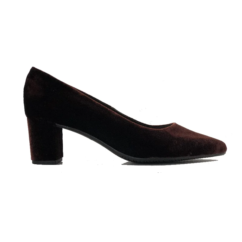 Formal Sports Shoes 'Joy' vegan mid heel by Zette Shoes - chocolate velvet