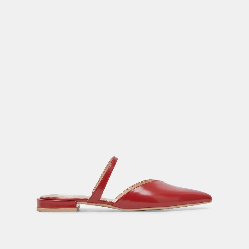 Comfortable Casual Sandals KANIKA FLATS RED CRINKLE PATENT