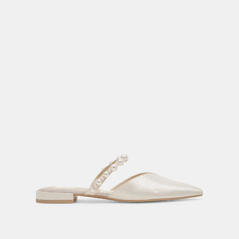 Fashionable Loafers For Sale KANIKA PEARL WIDE FLATS VANILLA PEARLS