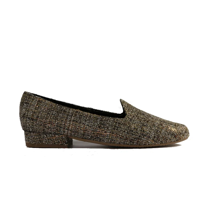 Best Formal Shoes Online 'Tracey' vegan-textile loafers by Zette Shoes - bronze multicolour