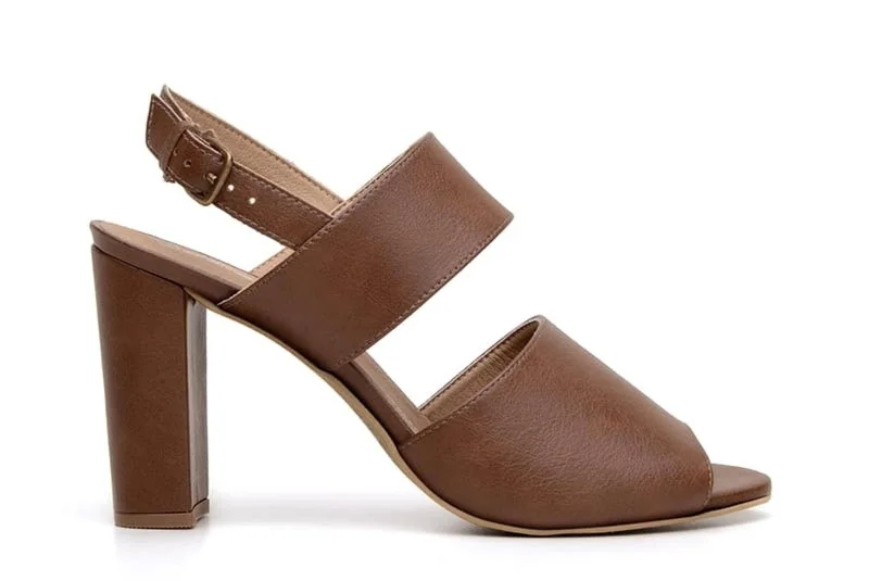 Stylish Work Sneakers 'Luciana' vegan-leather high-heel by Ahimsa Shoes - cognac