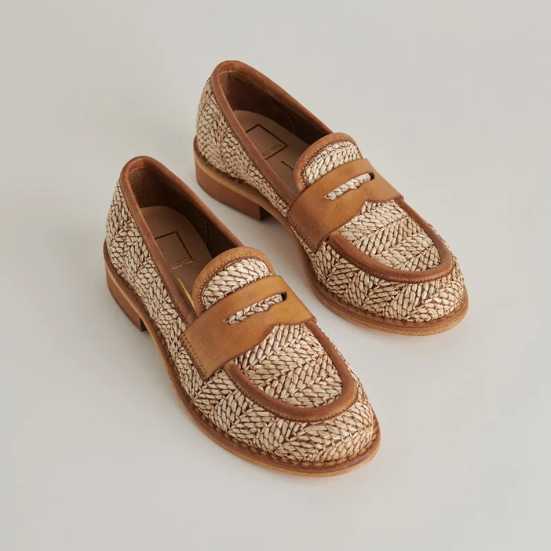 Formal Wedding Shoes MARINA LOAFERS BROWN MULTI RAFFIA