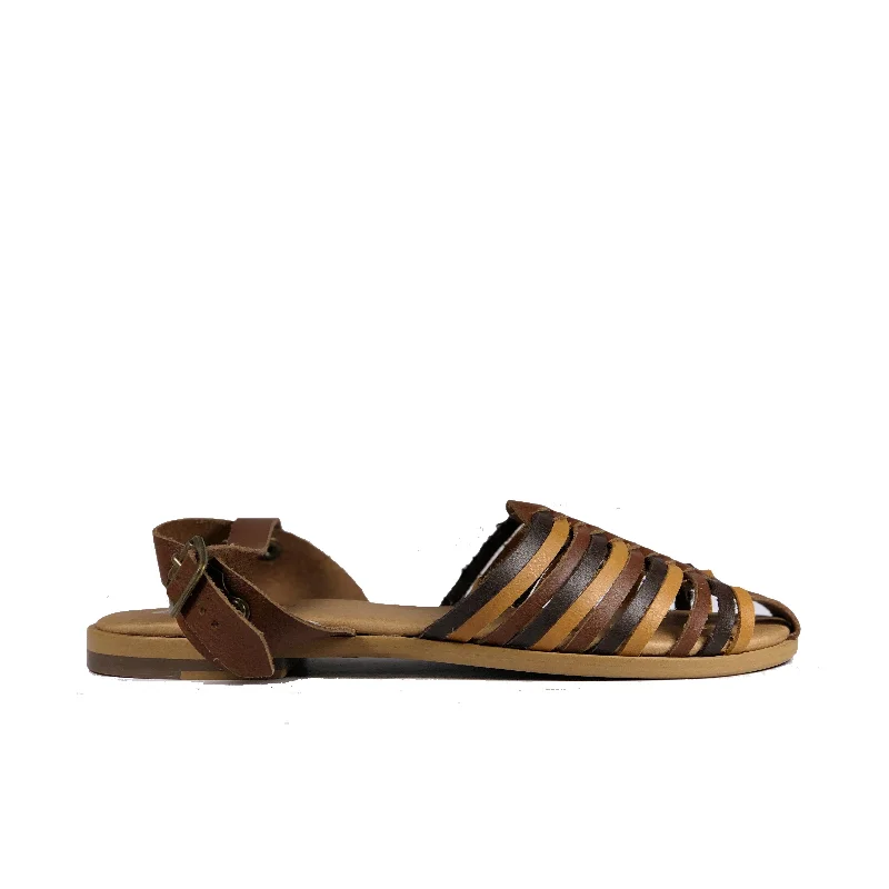 High Fashion Footwear 'Maya' flat vegan sandals by Zette Shoes - multi brown