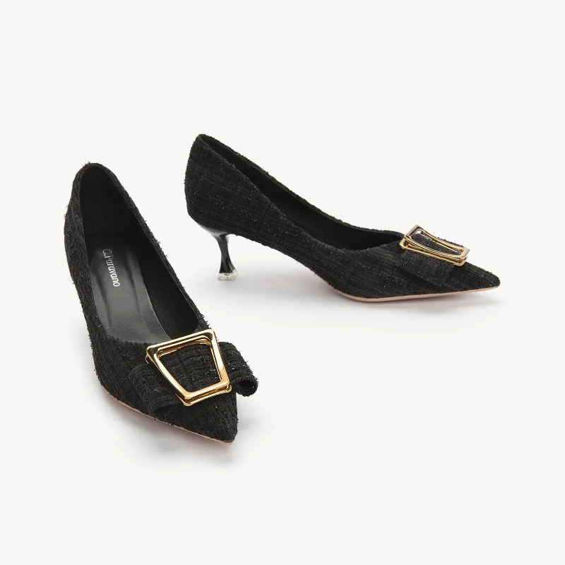 Stylish Running Sneakers Metal Tie Tweed Pumps (Olivia)