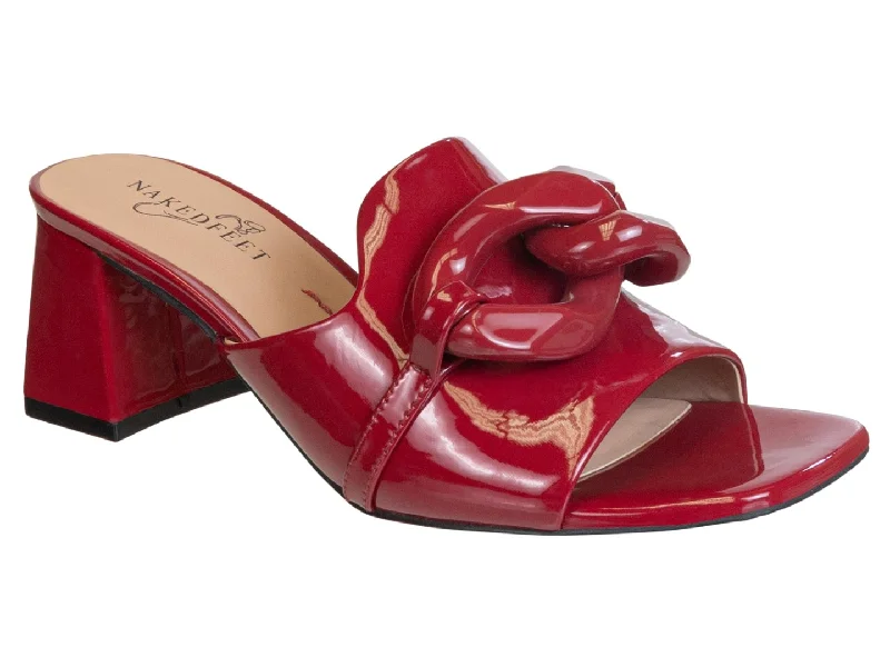 Luxury Leather Sneakers Naked Feet: COTERIE in DEEP RED Heeled Sandals