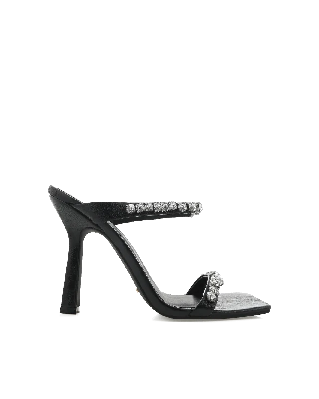 Comfortable Platform Boots ORISON - BLACK CRINKLE-DIAMANTE
