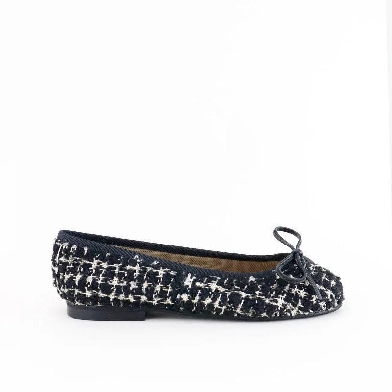 Sporty Casual Shoes Papanatas Black Tweed Ballet Flat
