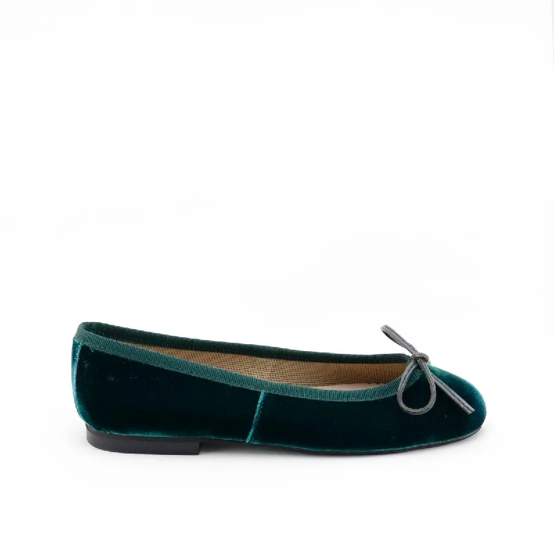 Luxury Leather Sneakers Papanatas Emerald Velvet Ballet Flat