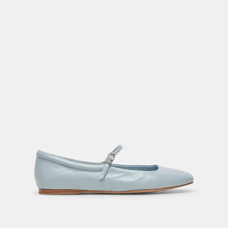 Fashion Sneakers For Work REYES BALLET FLATS SKY BLUE CRINKLE PATENT