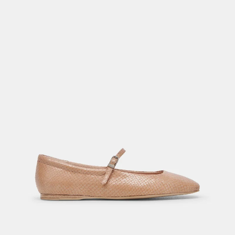 Formal Dress Footwear REYES BALLET FLATS TOFFEE SNAKE EMBOSSED