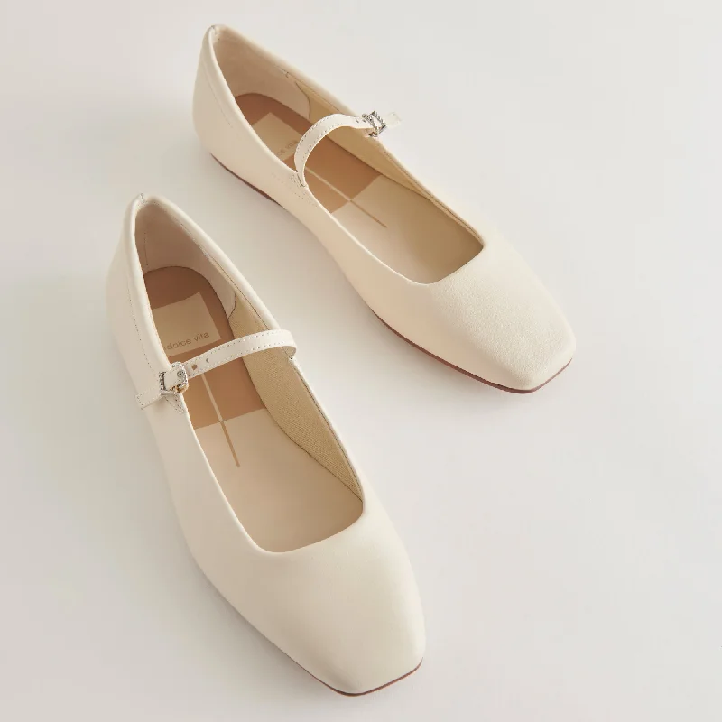 Comfortable Platform Boots REYES WIDE BALLET FLATS IVORY LEATHER
