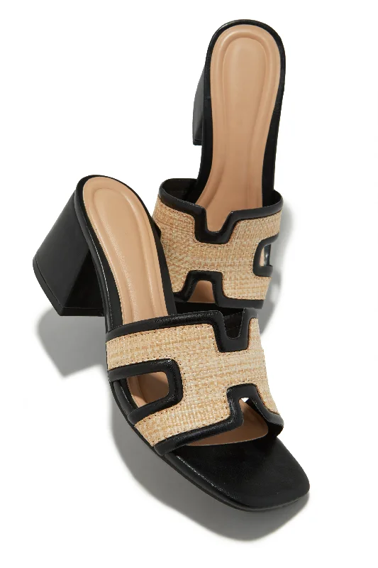 Luxury Hiking Shoes Roxanne Block Mid Heel Mules - Black