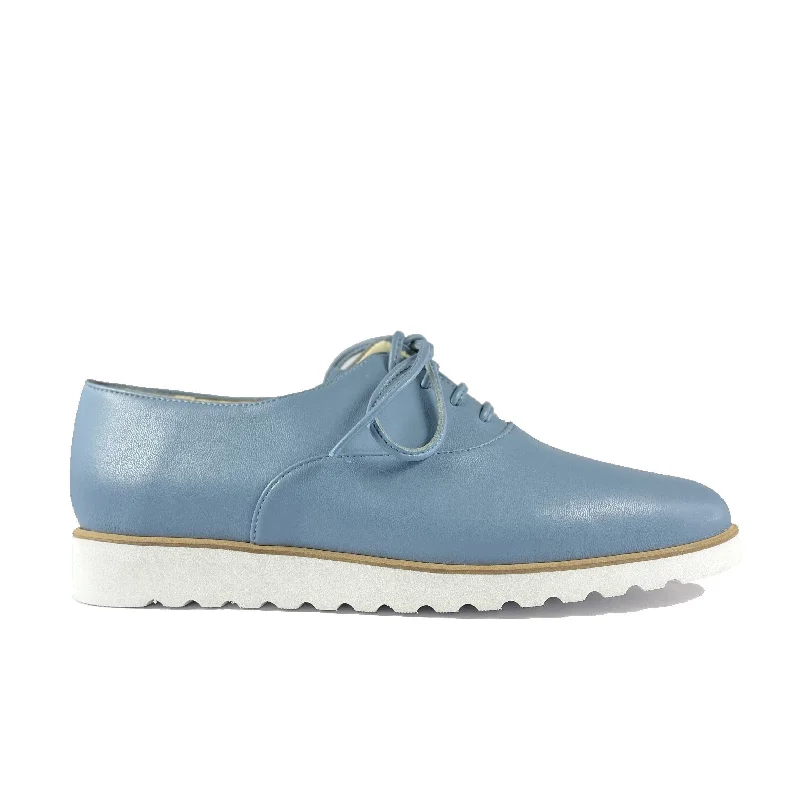 Luxury Boots For Sale 'Sarah' low-platform vegan oxford by Zette Shoes - light blue